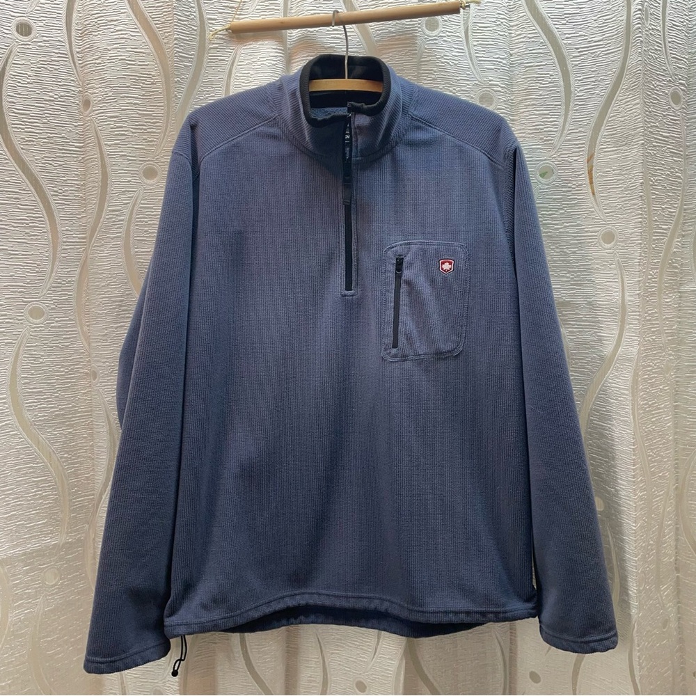 Mondetta Quarter Zip Fleece Mens Large Blue Good Grid Texture Pullover 89-3409-2